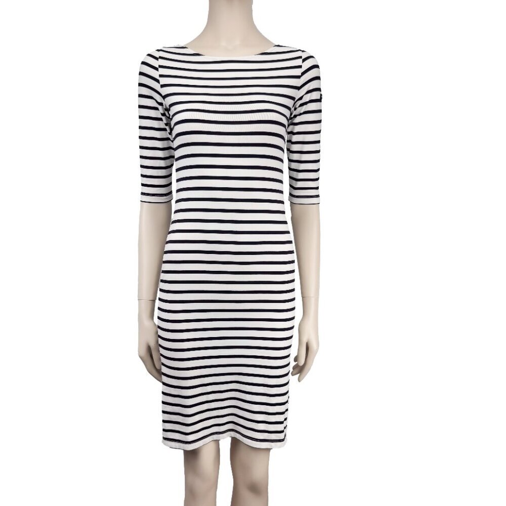 SAINT JAMES Propriano Stretch Striped White & Blue Midi Sheat Nautical Dress XS* - Picture 6 of 12